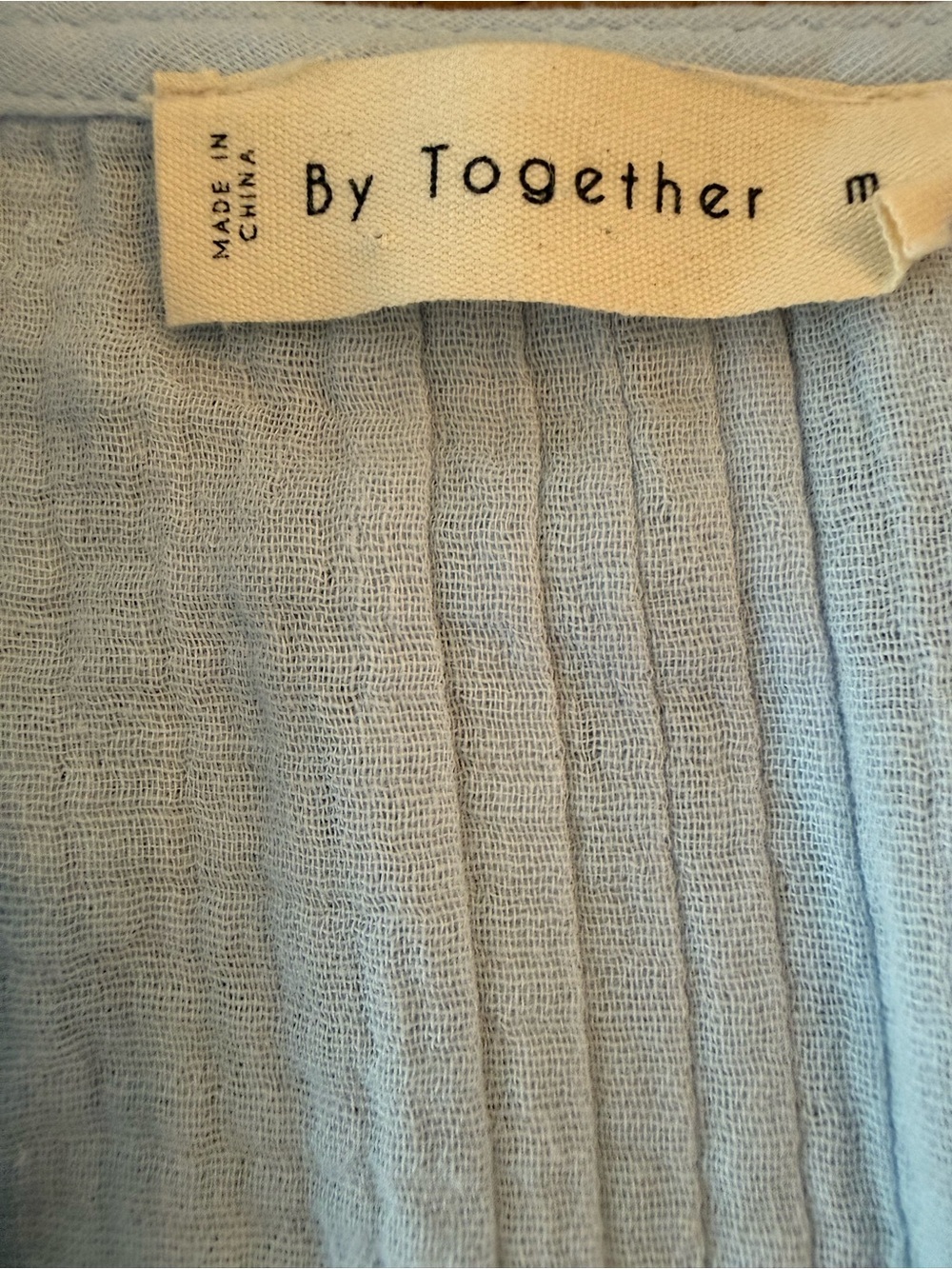 Babydoll Double Gauze Blue Boho Blouse Tunic Cover up Size Medium/Large Cotton - Picture 4 of 12